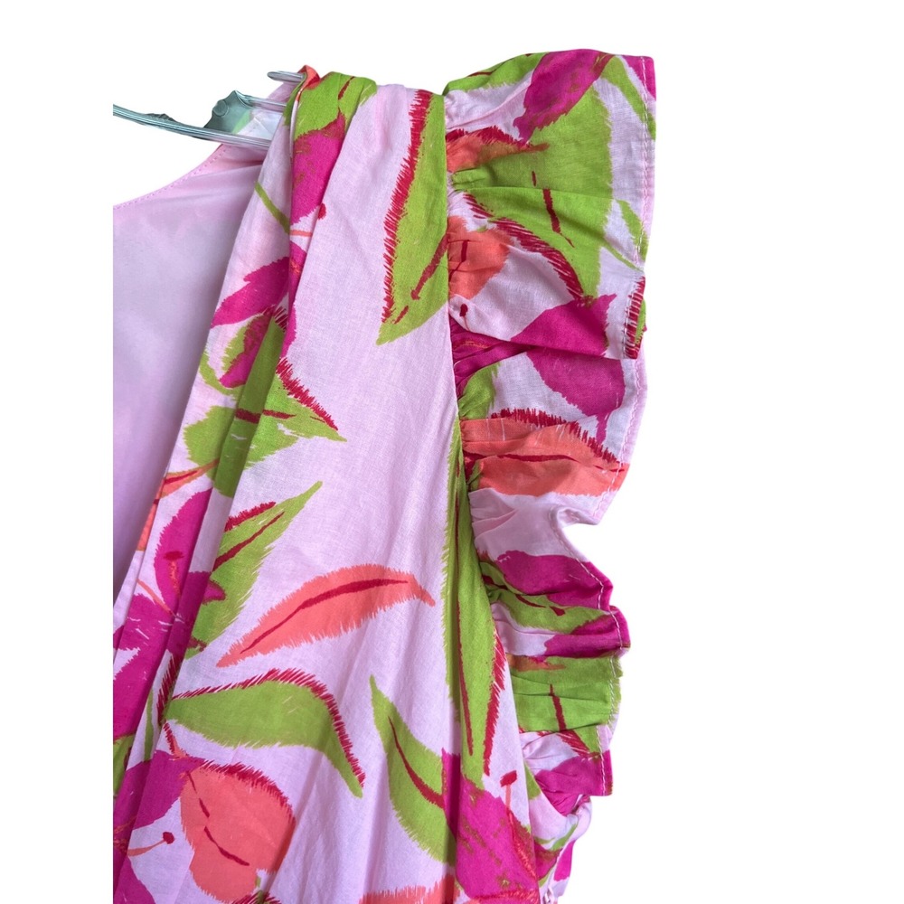 Taylor Pink Green Floral Ruffle Tiered Fit and Flare Dress Size Large NWT - Picture 4 of 9